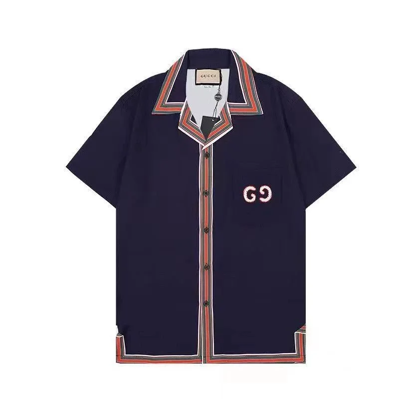 Gucci GG Logo Navy Short-Sleeve Shirt