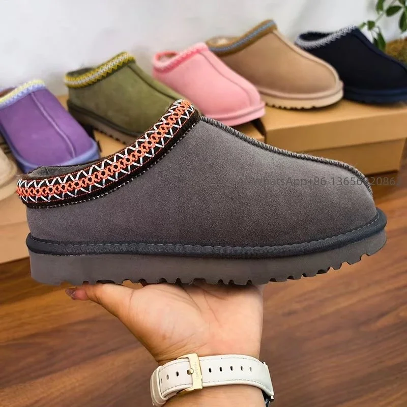UGG Classic Short民族风平底灰色红色花边鞋履