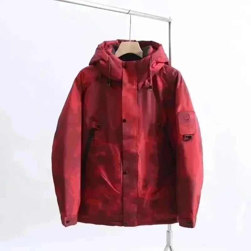 Red Camo Hooded Parka Coat
