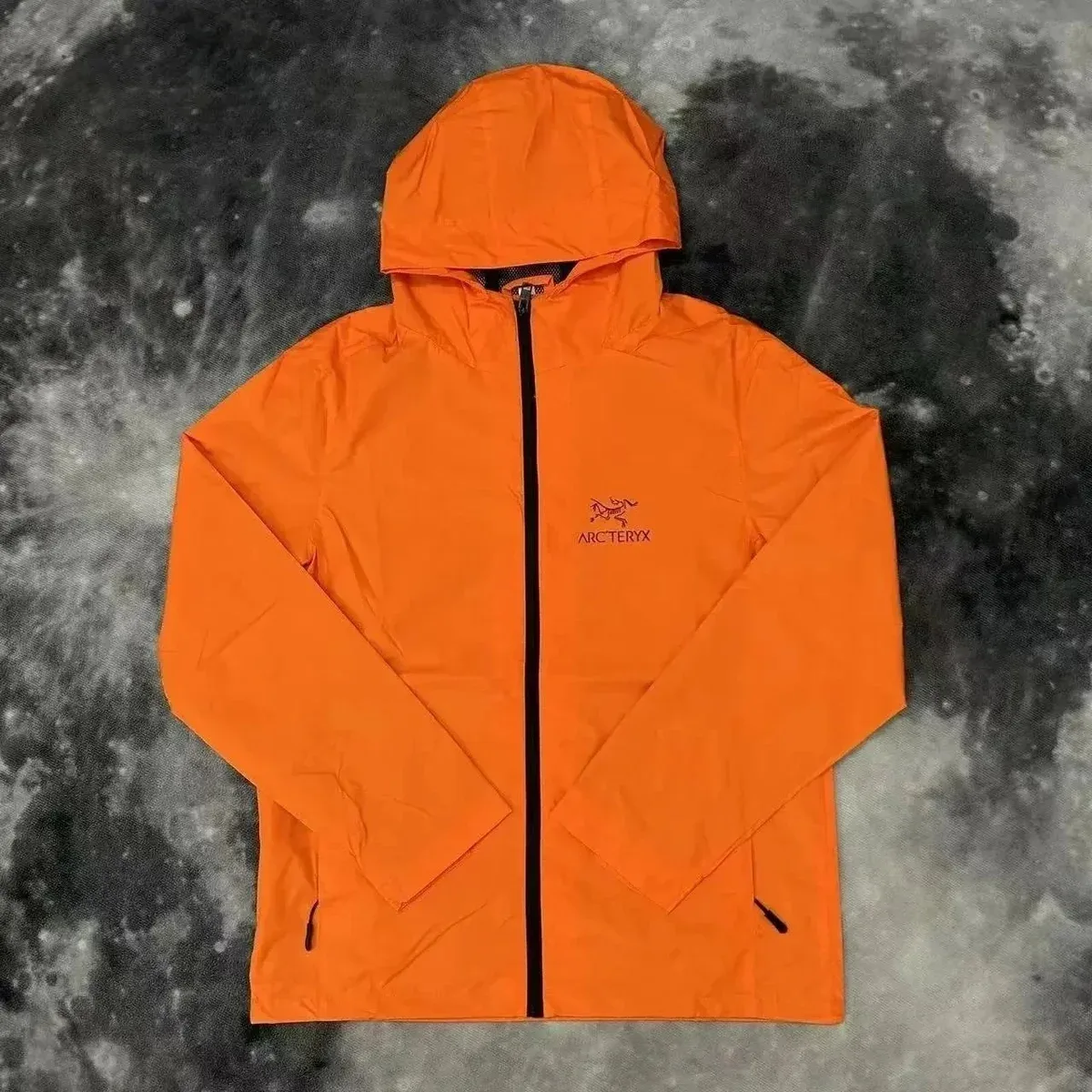 Arc'teryx Orange Hooded Windbreaker Jacket