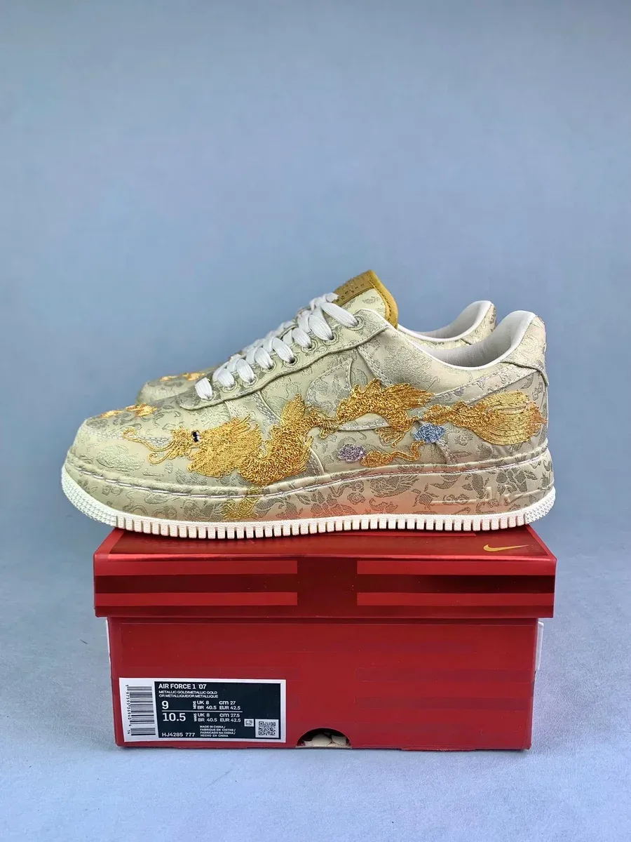 Nike Air Force 1 Metallic Gold Dragon Low Sneakers