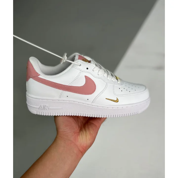 Nike Air Force 1 White/Pink/Gold Sneakers