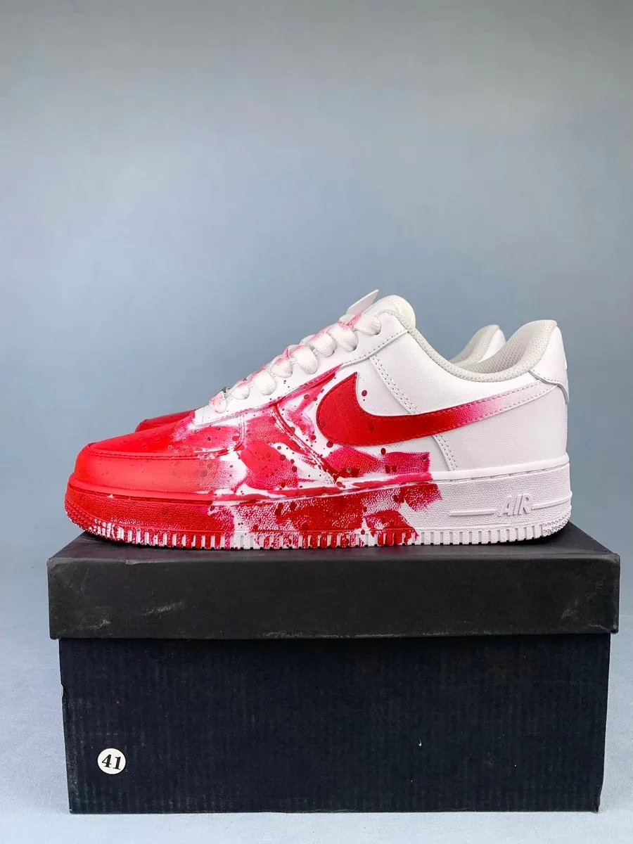 Nike Air Force 1 Red Splatter Low Sneakers