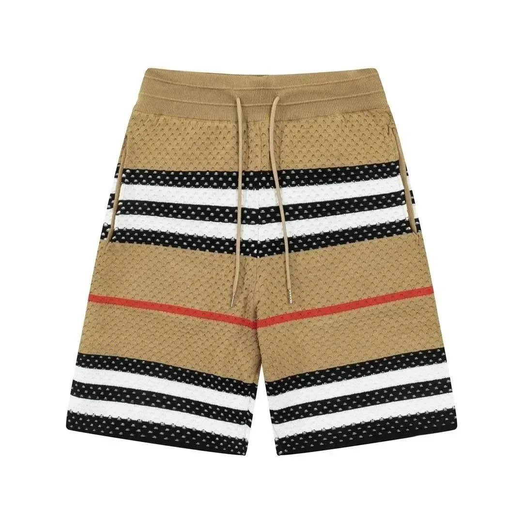 Striped Mesh Shorts Beige/Black/White Casual