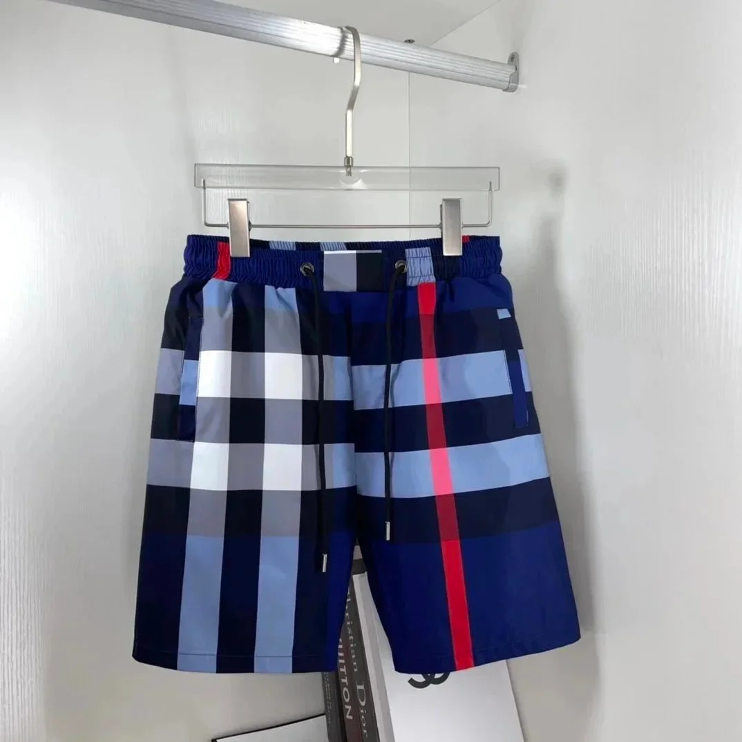 Checked Plaid Shorts Blue & Red Casual