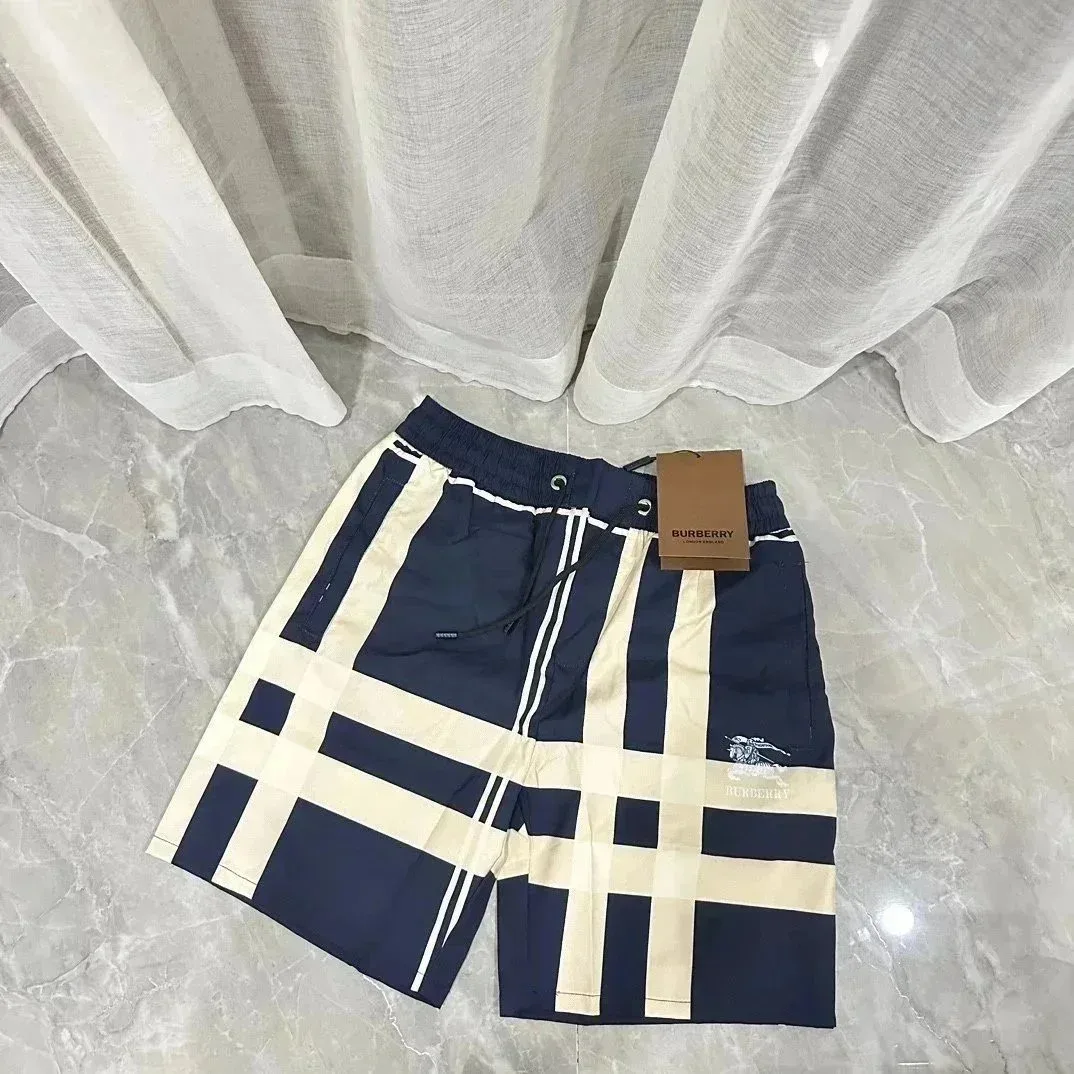 Burberry Navy & Cream Plaid Shorts