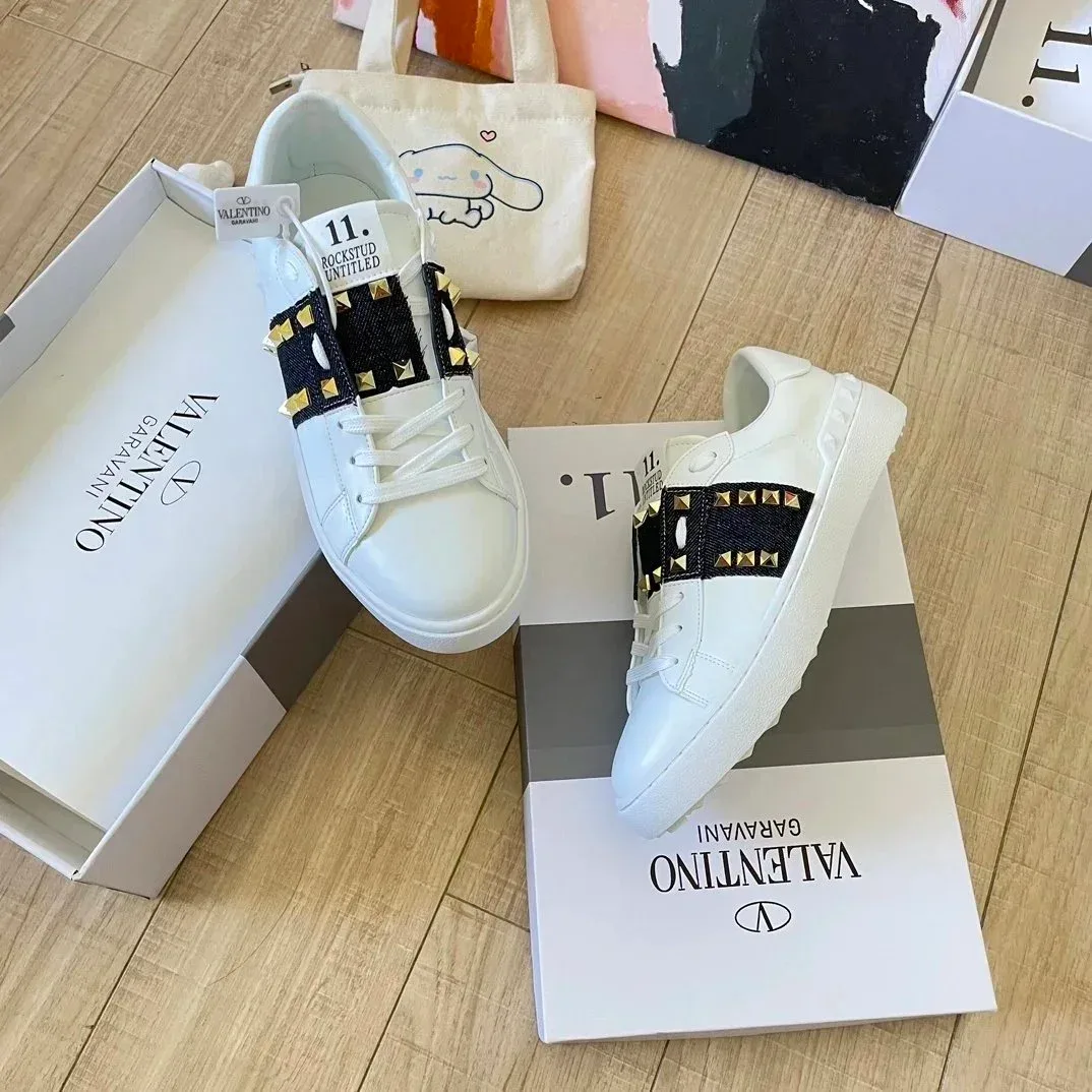 Valentino Rockstud White Leather Sneakers