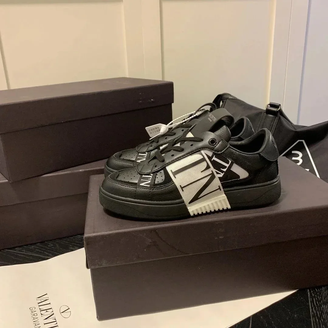 Valentino Rockstud Black Leather Sneakers