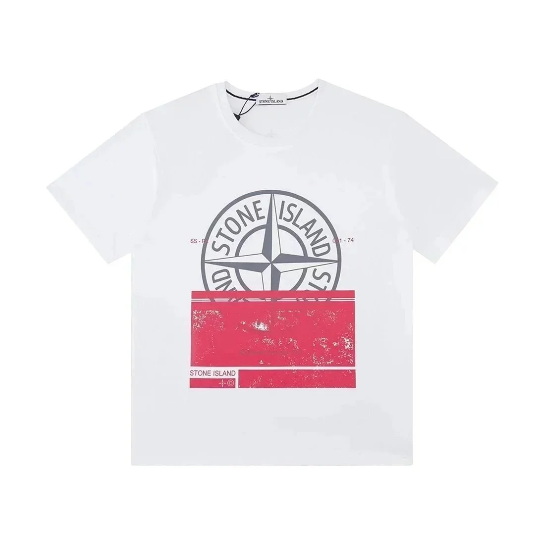 Stone Island 68-15 White Red Graphic T-Shirt