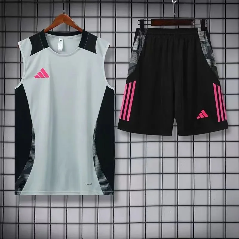 Adidas Classic Football Set Light Grey/Pink Shorts & Tank Top