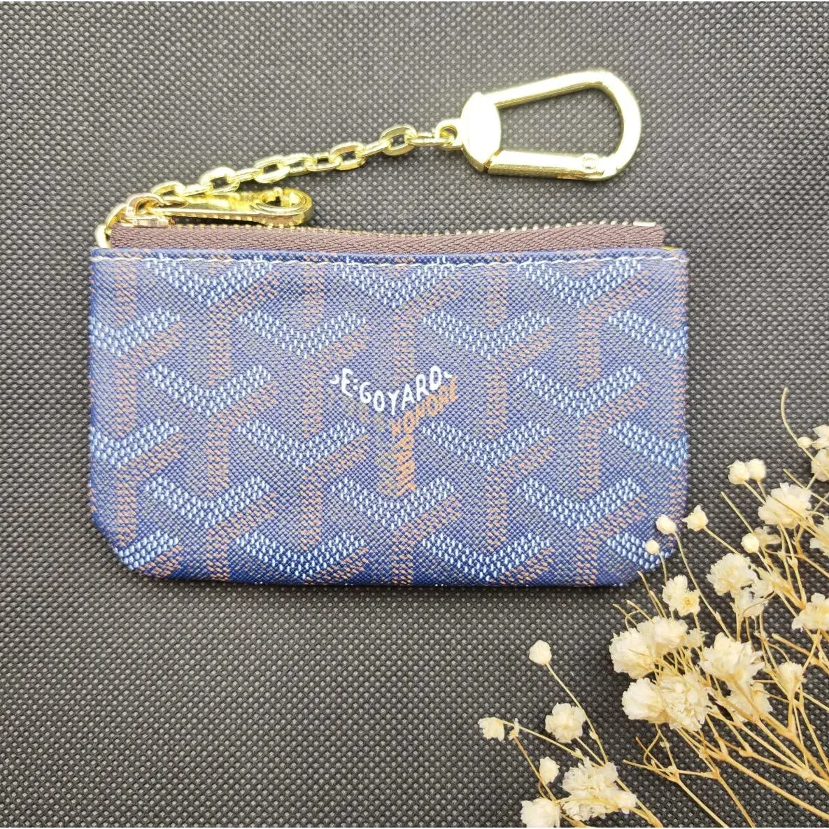 Goyard Goyardine Key Pouch Blue Canvas