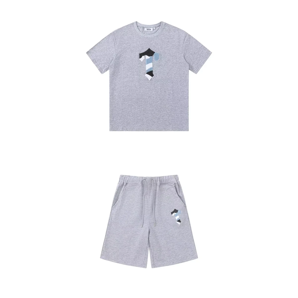Gray 'T' Embroidered Set - T-Shirt & Shorts