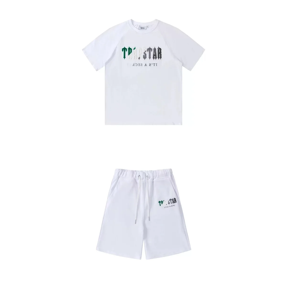 Trapstar Green White Grey Embroidered White 002 Co-ord Set