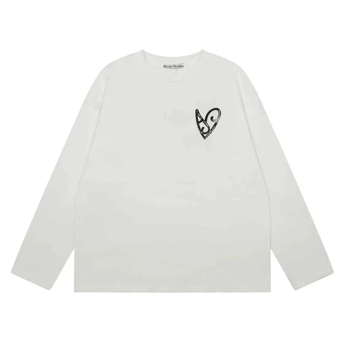 Acne Studios White Heart Logo Long Sleeve T-Shirt