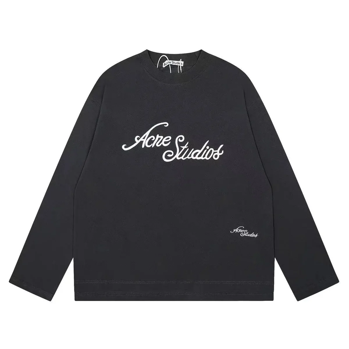 Acne Studios Black Script Logo Long Sleeve T-Shirt