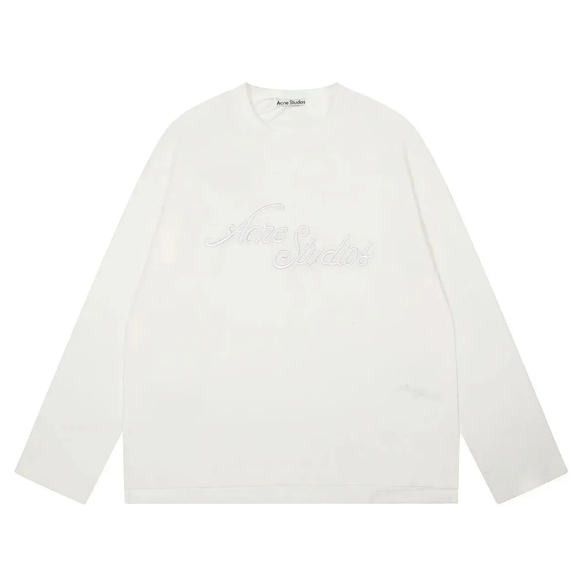 Acne Studios White Embroidered Logo Long Sleeve T-Shirt