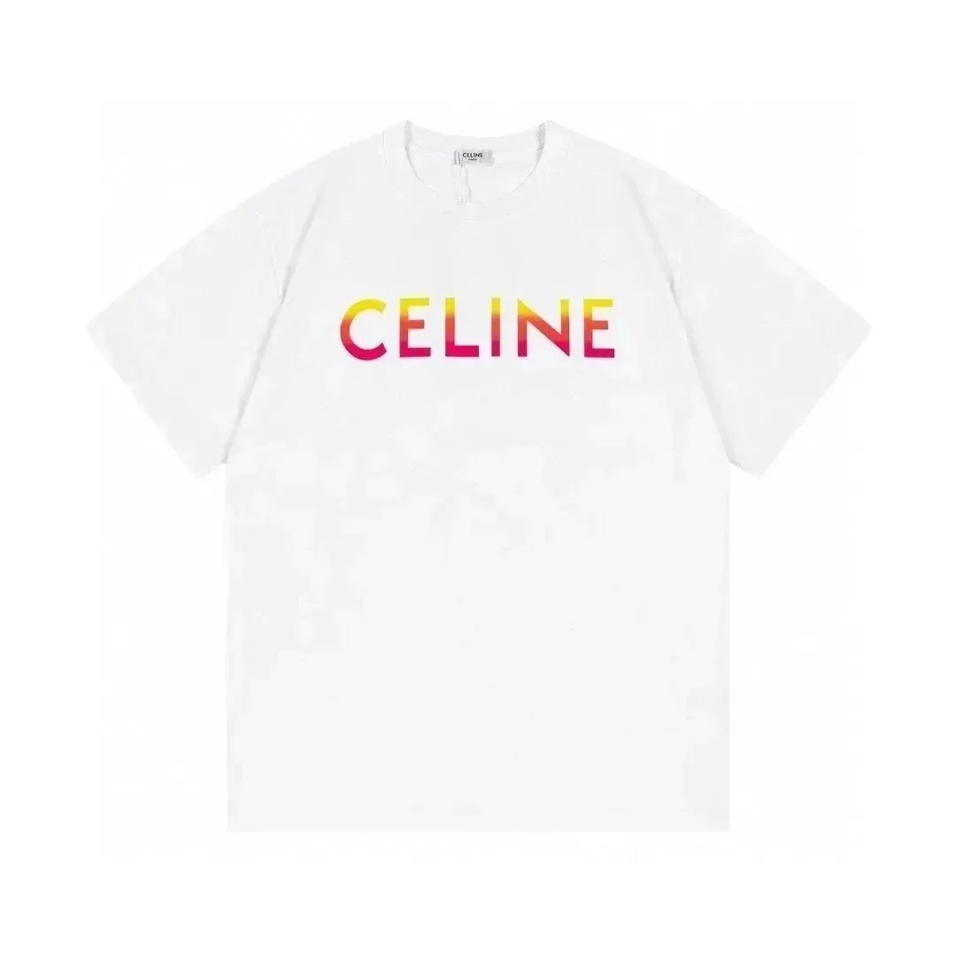 Celine Gradient Logo White T-Shirt