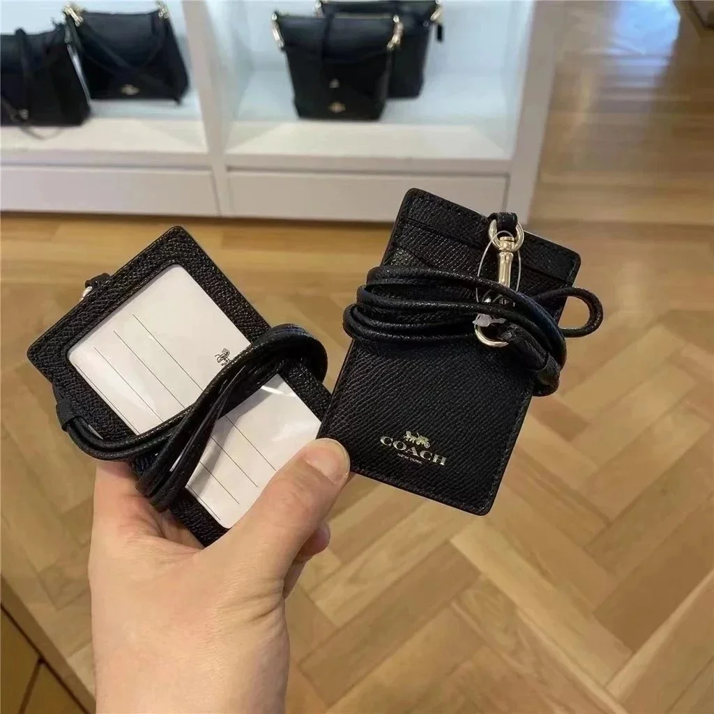 Coach Black Crossgrain Leather ID Holder