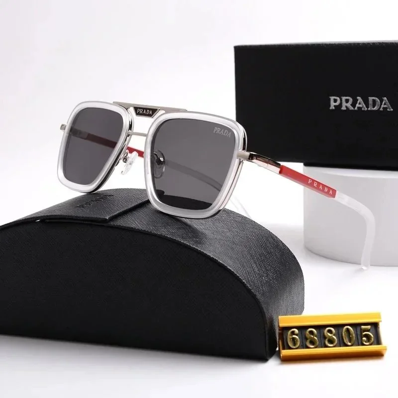 Prada Classic Logo Sunglasses Silver/Red Frame