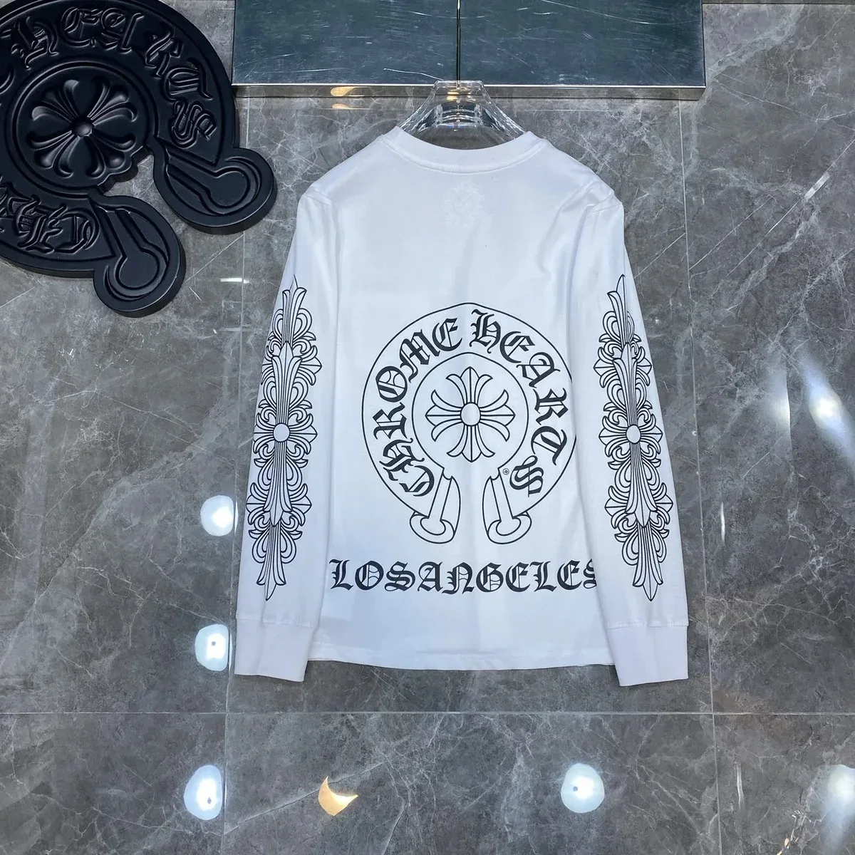 Chrome Hearts White Cross Print Long Sleeve T-Shirt