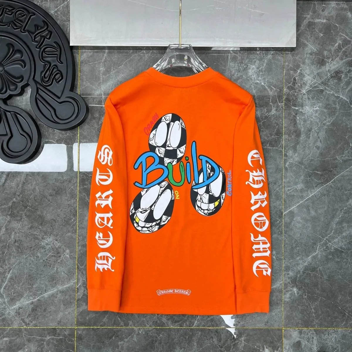 Chrome Hearts Build Hearts Long Sleeve T-Shirt Orange