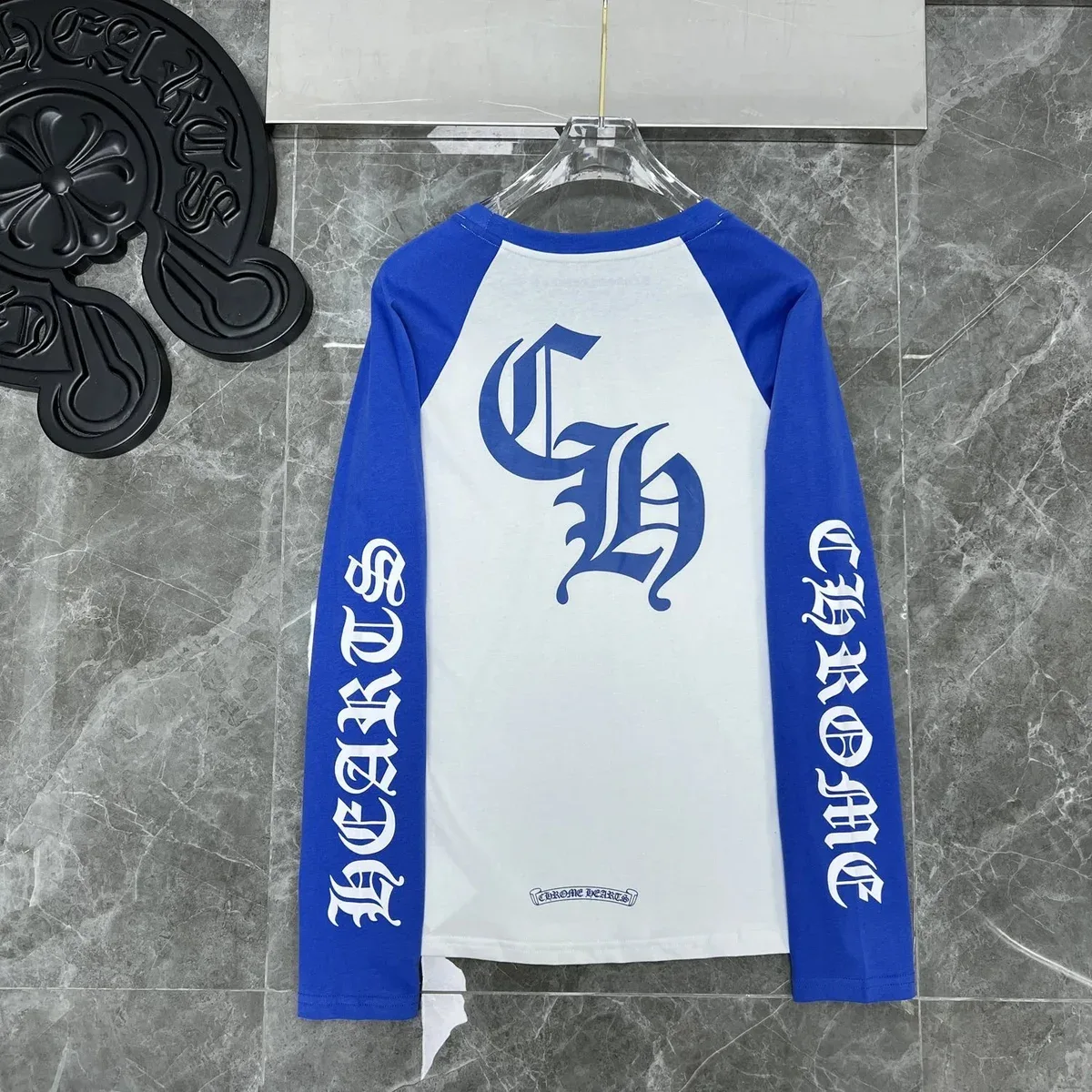 Chrome Hearts CH Logo Long Sleeve T-Shirt White/Blue