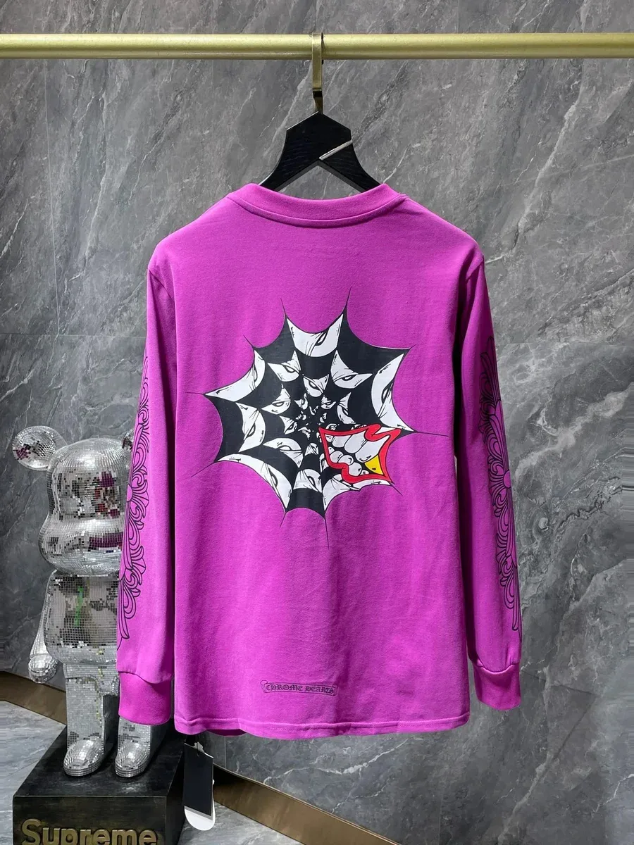 Chrome Hearts Purple Web Print Long Sleeve T-Shirt