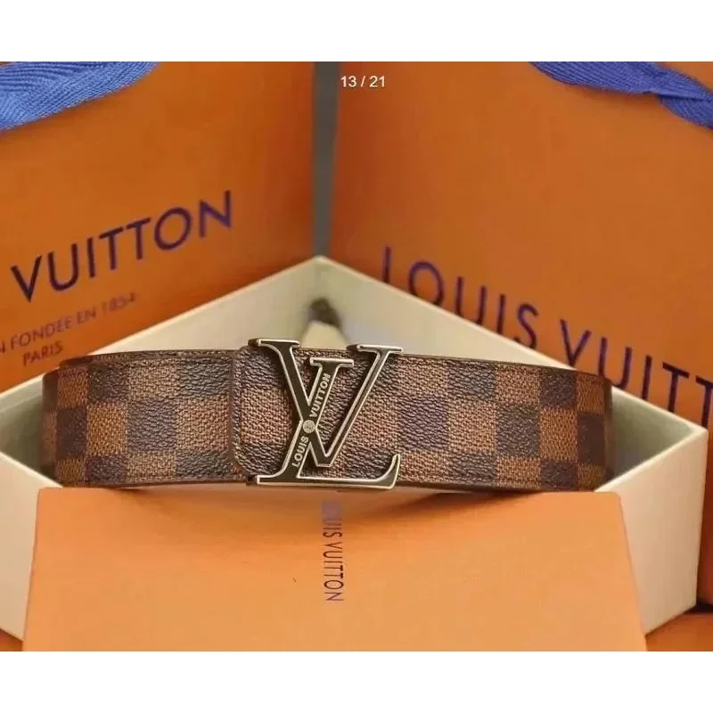 Louis Vuitton Damier Ebene Belt Brown Leather Accessory