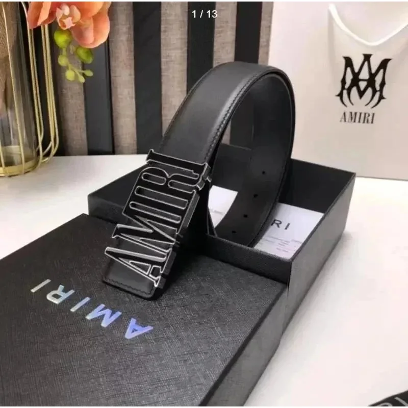 Amiri A*ri 3 Black Leather Belt