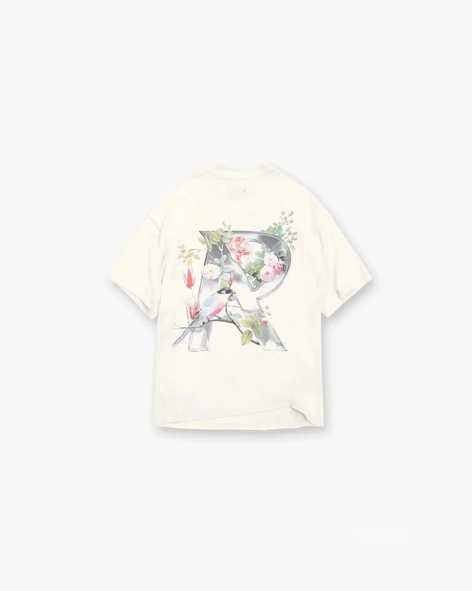 22米色 'R' Floral Bird T-Shirt