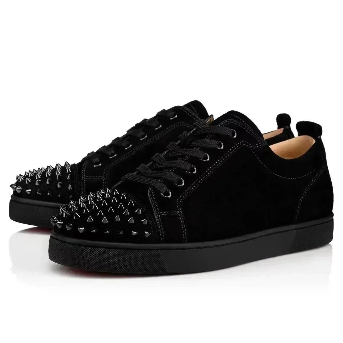 Christian Louboutin Louis Black Suede Spiked Sneakers