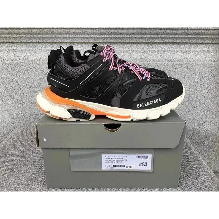 Balenciaga Track.3.0 Tessil Dommage Black & White Orange Sneakers