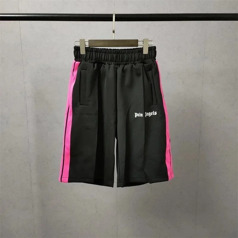 Palm Angels Palm City Black with Pink Stripe Shorts