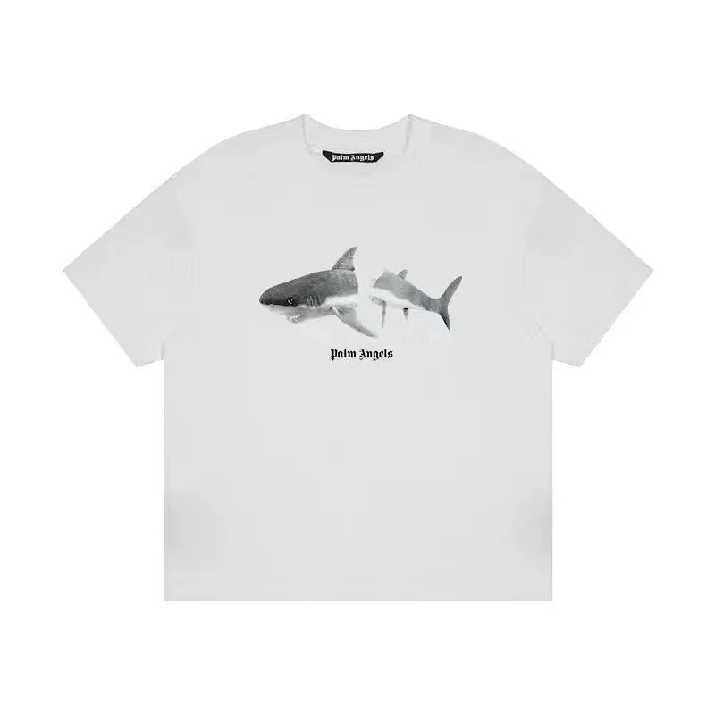 Palm Angels Shark Print White T-Shirt
