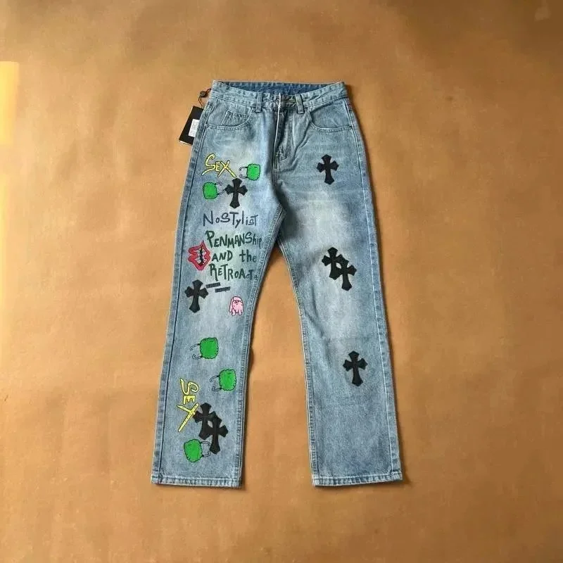 Customized Cross Embroidered Jeans