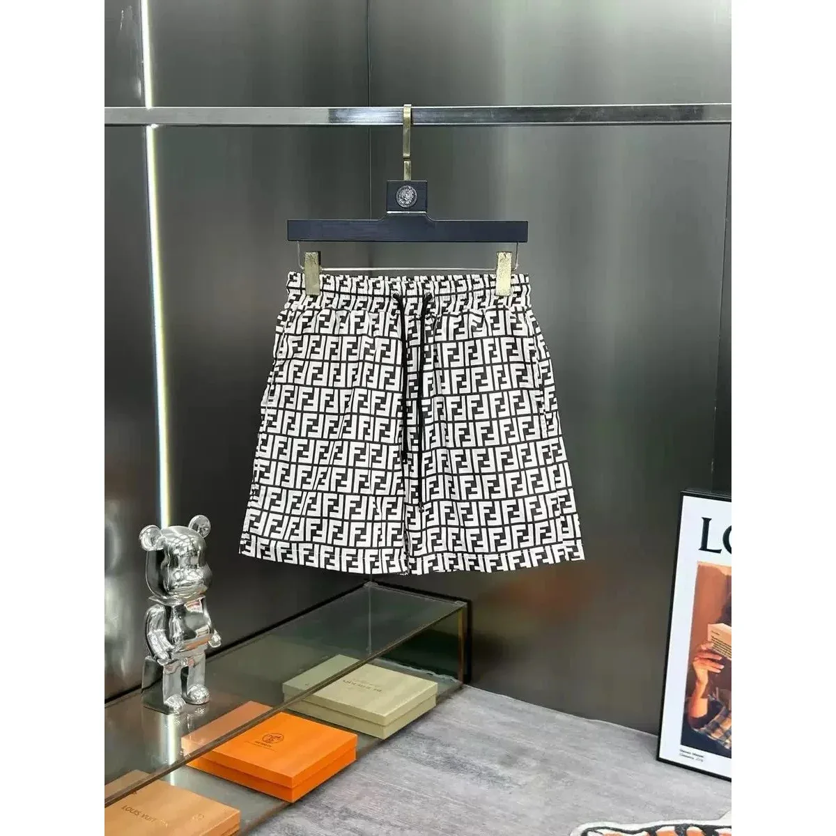 Fendi Iconic FF Logo Black & White Shorts