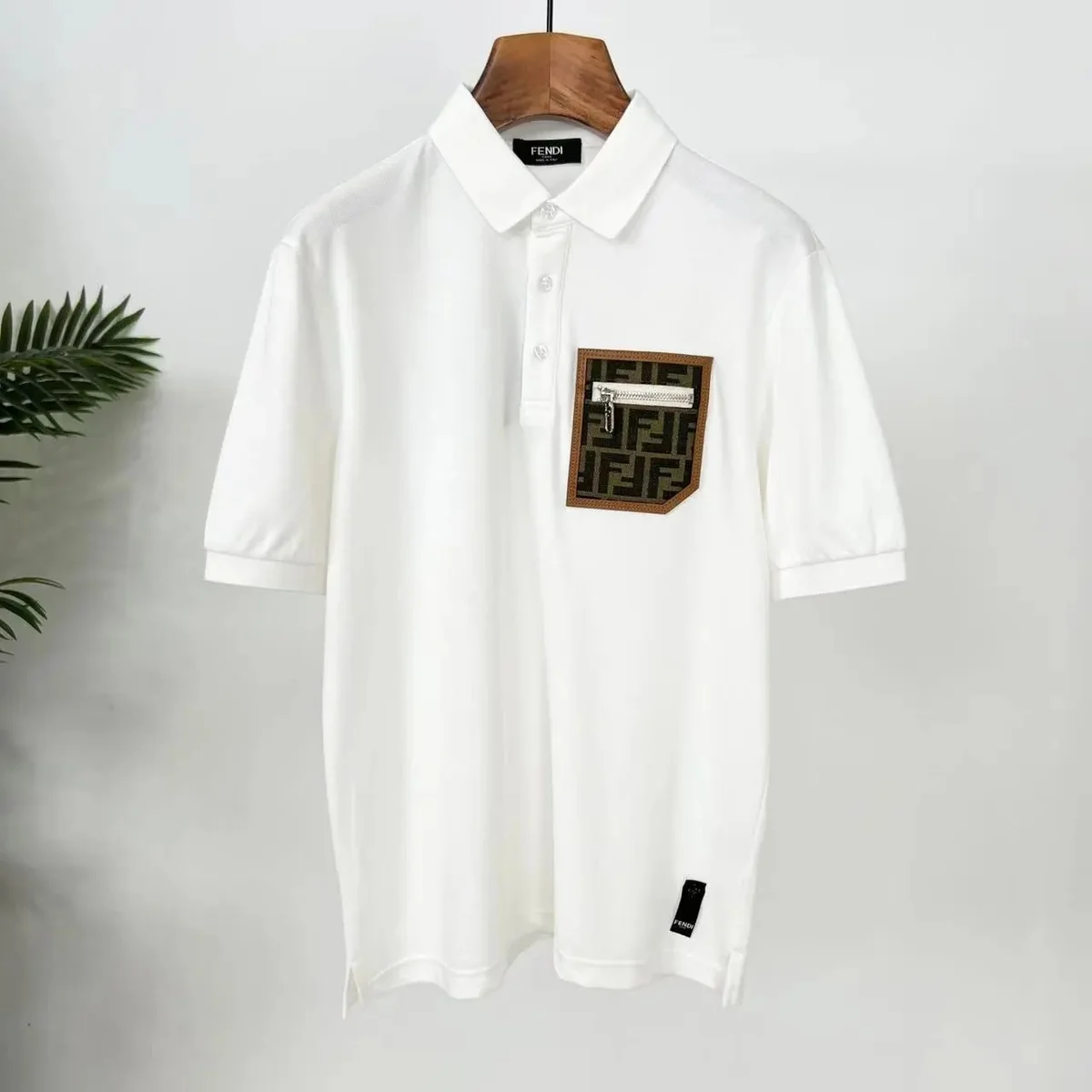 Fendi Polo-Shirt White FF Logo Casual Top