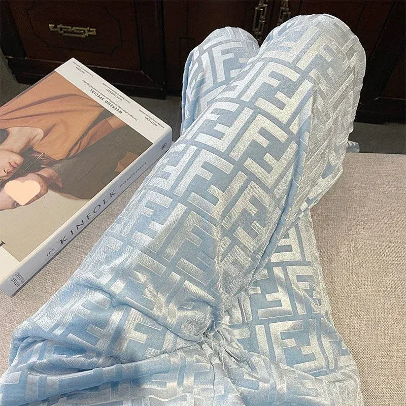 Fendi Iconic FF Logo Blue Pants