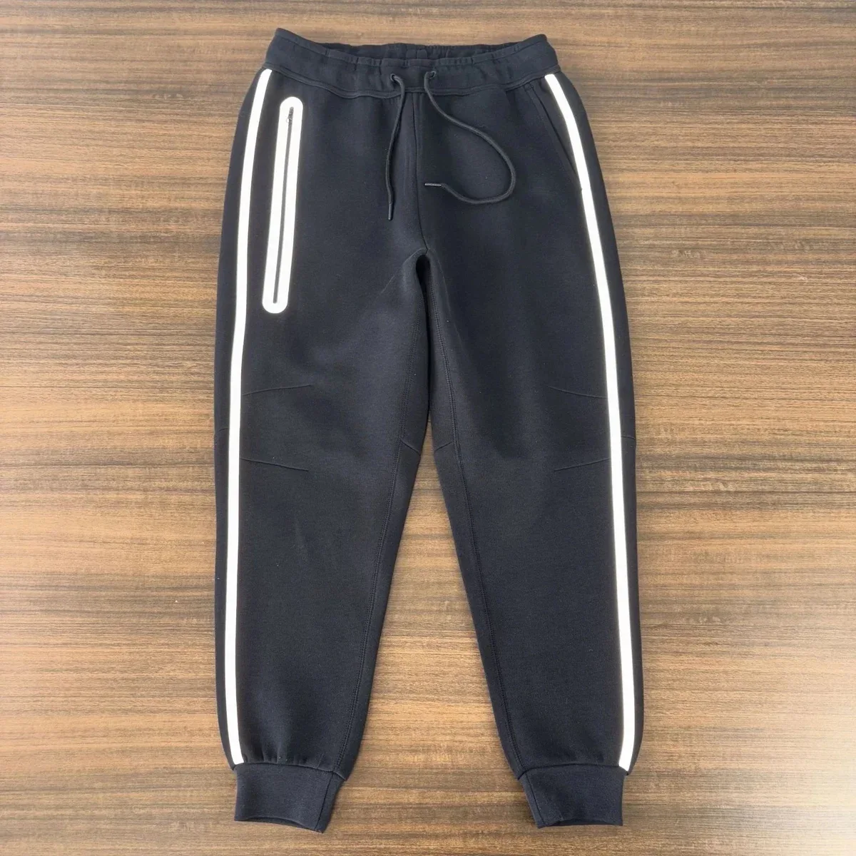 Unisex Reflective Stripe Black Sweatpants
