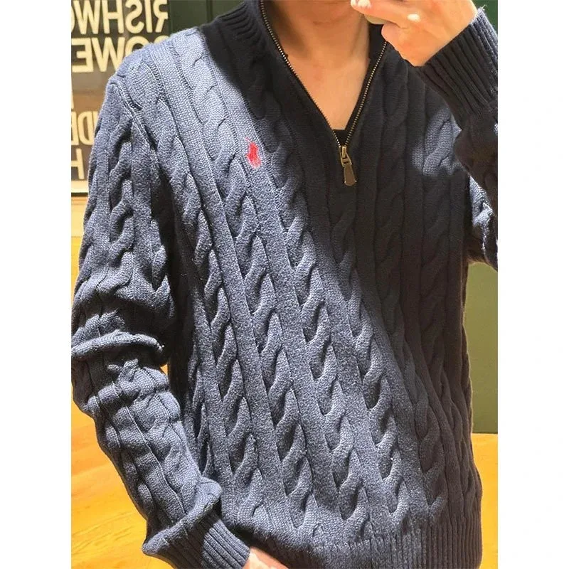 Polo Ralph Lauren Big Pony Cable Knit Zip Neck Sweater