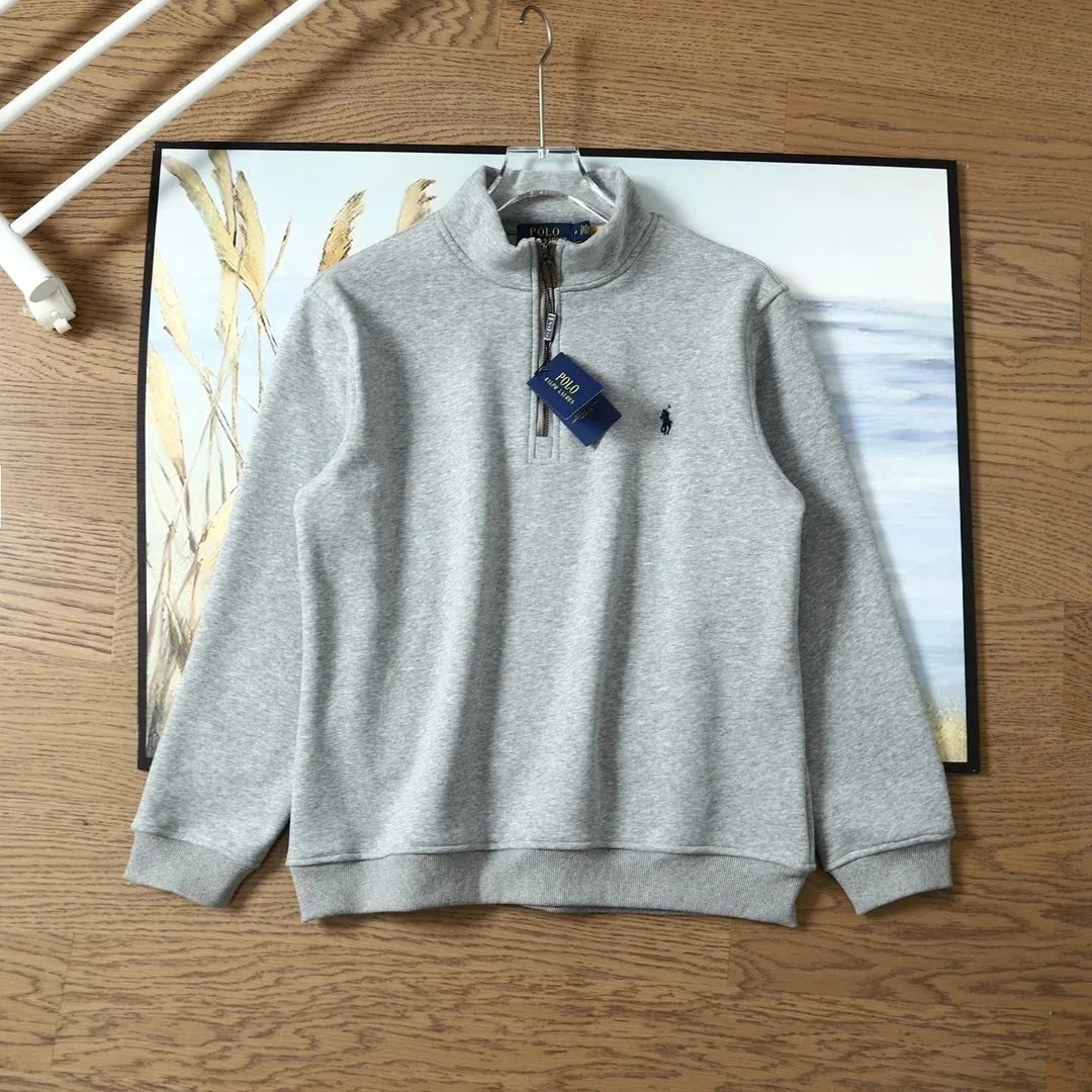 Polo Ralph Lauren Classic Logo Grey Quarter-Zip Sweater