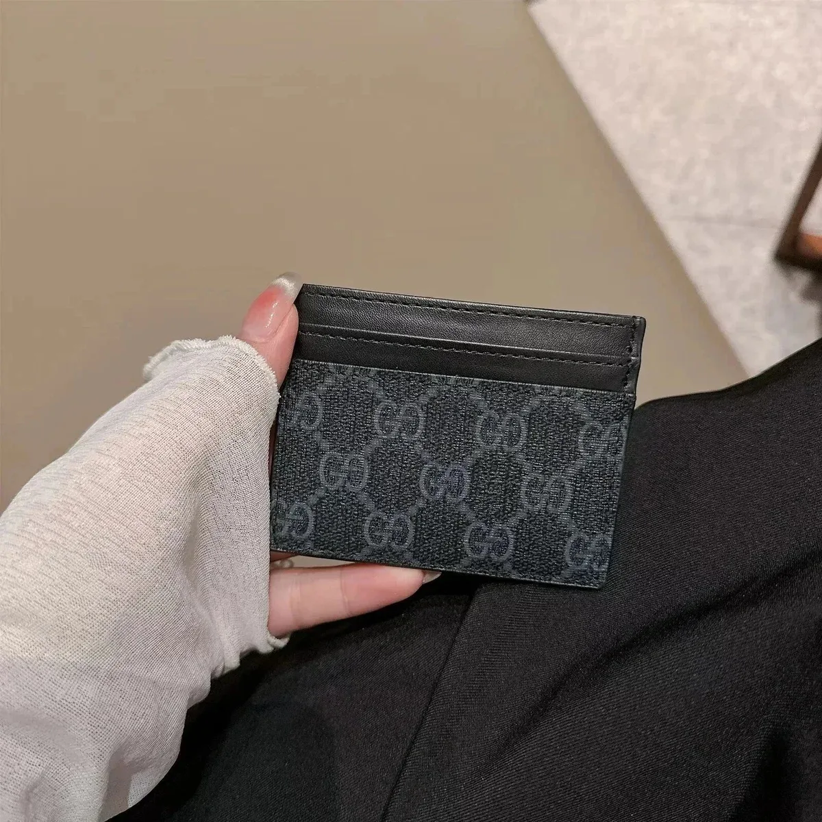 Gucci GG Supreme Black Cardholder Wallet