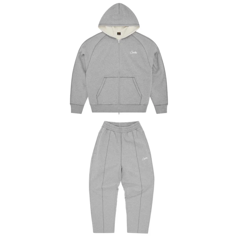 Gray Solid Co-ord Set Tracksuit