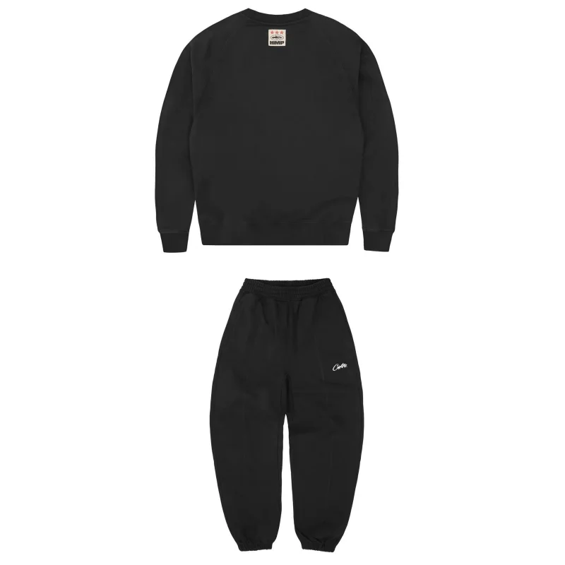 Black Solid Co-ord Set Tracksuit