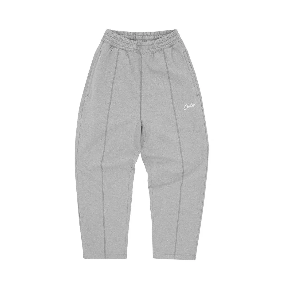 Grey Solid Sweatpants with White Logo