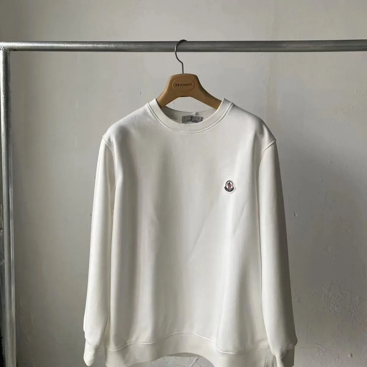 Moncler White Logo Crewneck Sweatshirt
