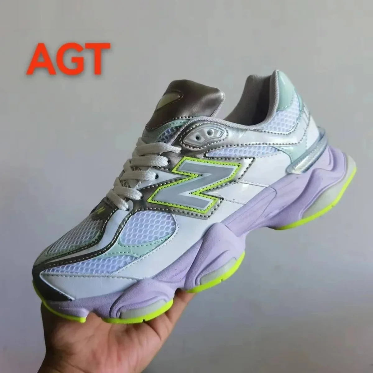 New Balance 9060 Lilac/Neon Green Sneakers