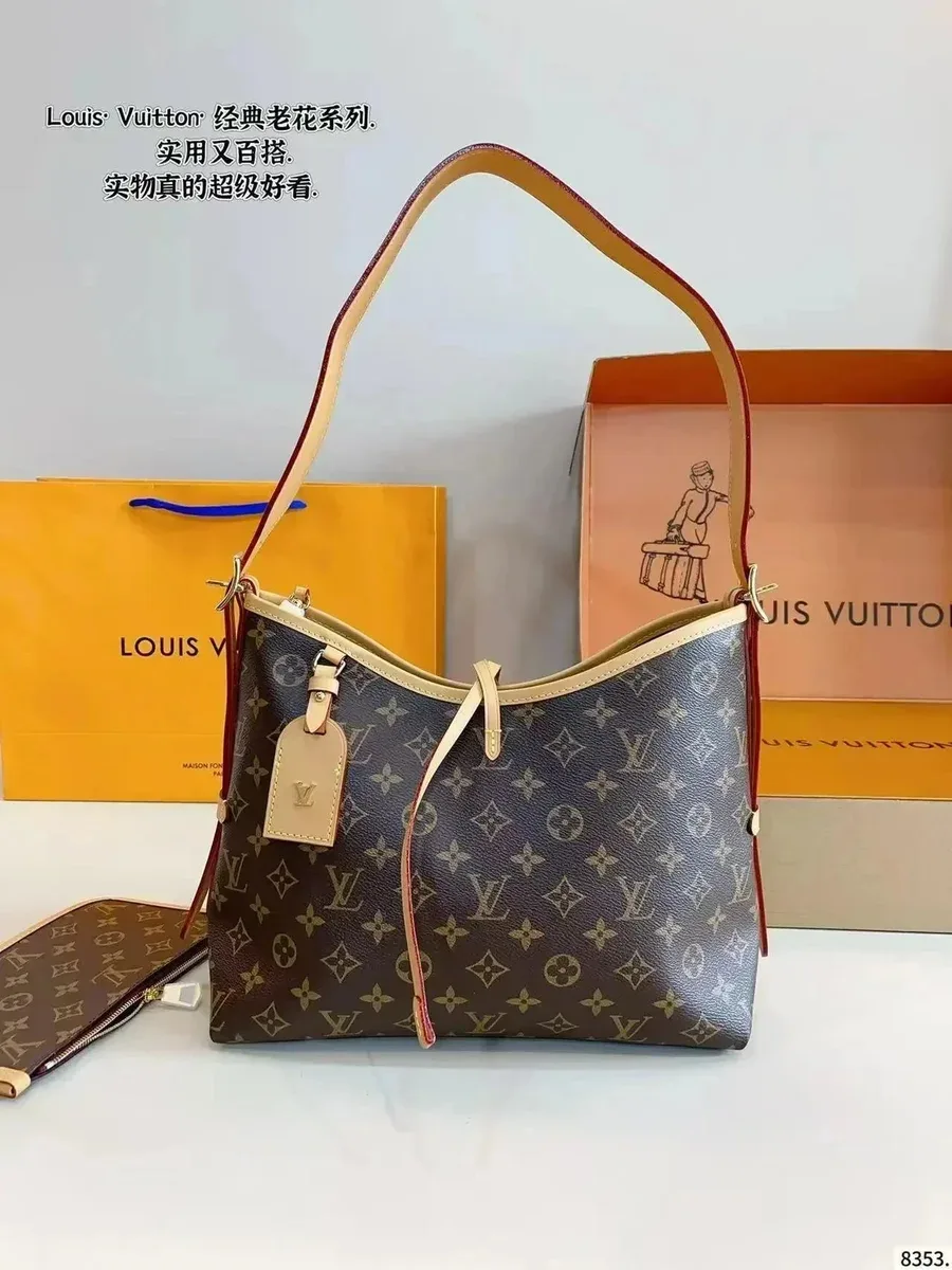 Louis Vuitton Neverfull Monogram Hobo Bag Brown