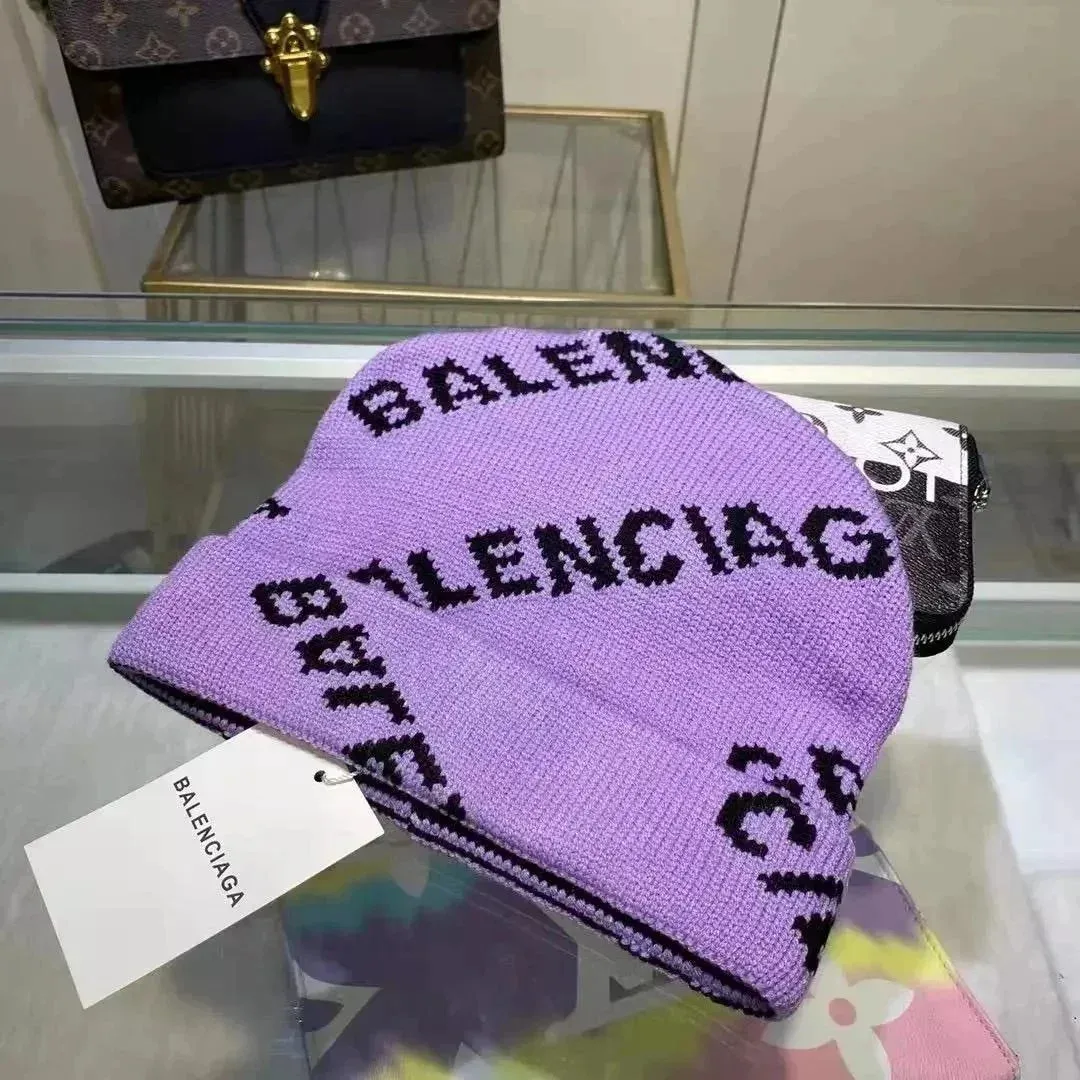 Balenciaga Purple Logo Beanie Hat