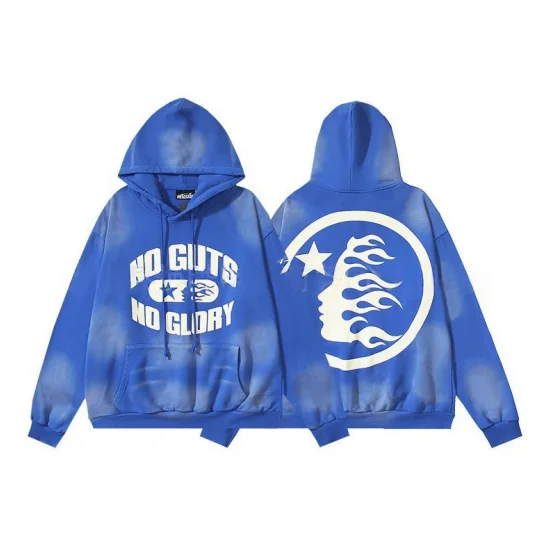 Blue 'No Guts No Glory' Graphic Hoodie